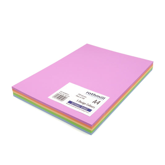 Rothmill Board | 230 microns | 175 gsm | A4 (210x297mm) | 100 sheets | 5 'Design' Colours