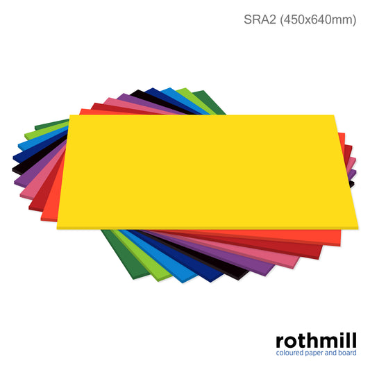 Rothmill Board | 280 microns | 220 gsm | SRA2 (450x640mm) | 100 sheets | 10 'Vivid' Colours