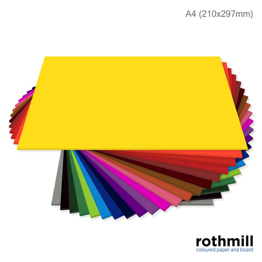 Rothmill Board | 280 microns | 220 gsm | A4 (210x297mm) | 200 sheets | 20 'Vivid' Colours