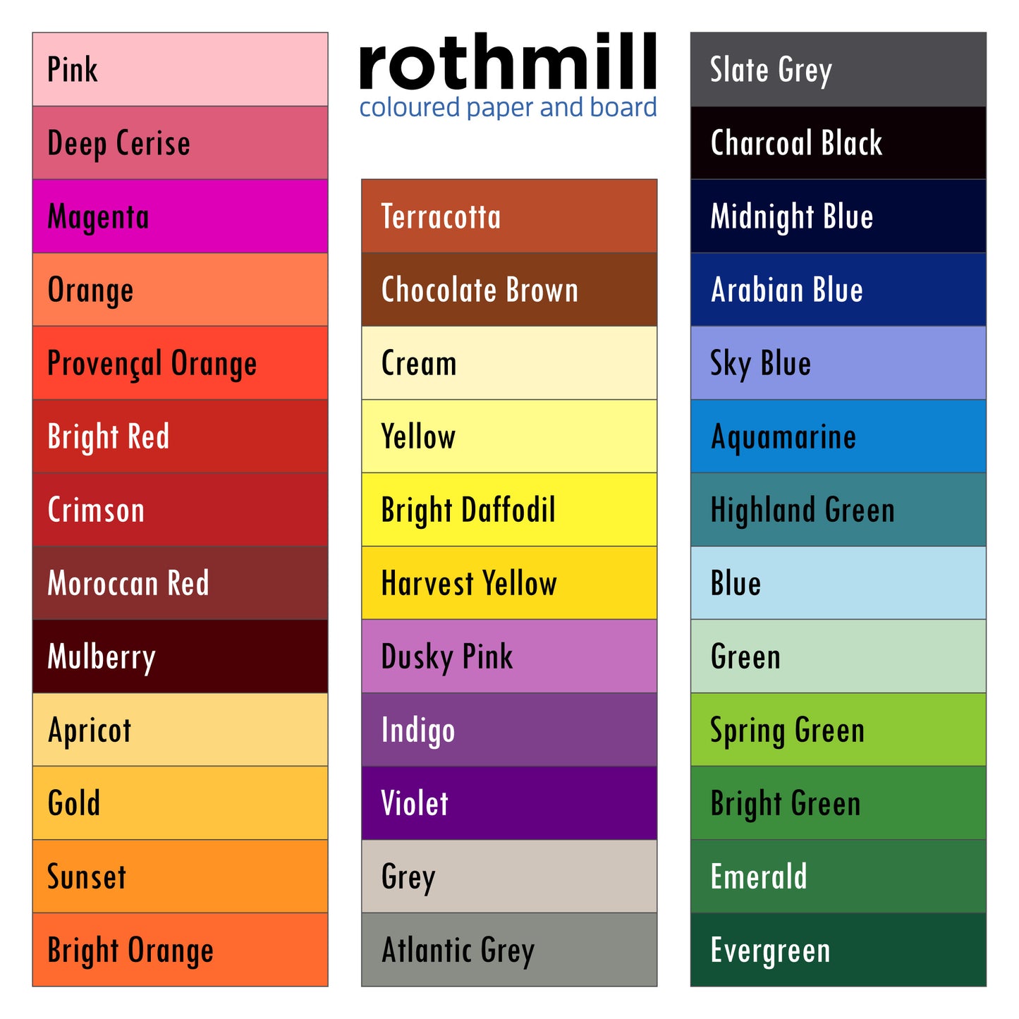 Rothmill Board | 280 microns | 220 gsm | A4 (210x297mm) | 200 sheets | Single Colour Packs