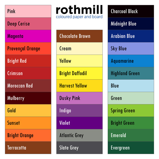 Rothmill Board | 280 microns | 220 gsm | SRA2 (450x640mm) | 100 sheets | Single Colour Packs